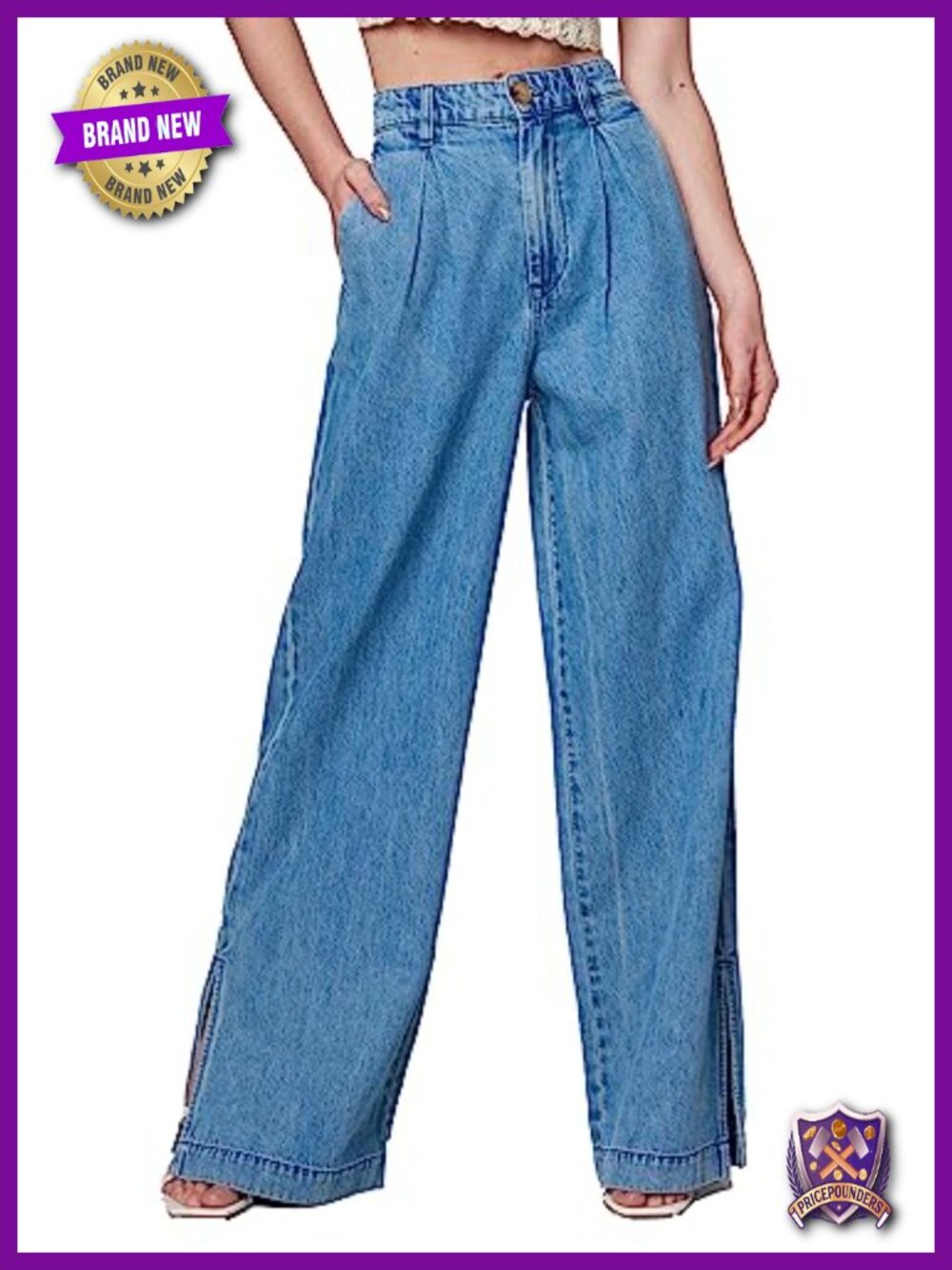 Womens High Rise Pleated Denim Jeans Trouser Comfortable Stylish Pants